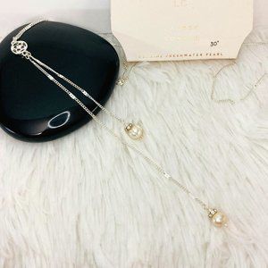 Freshwater Pearls Silver Lariat Filigree Necklace